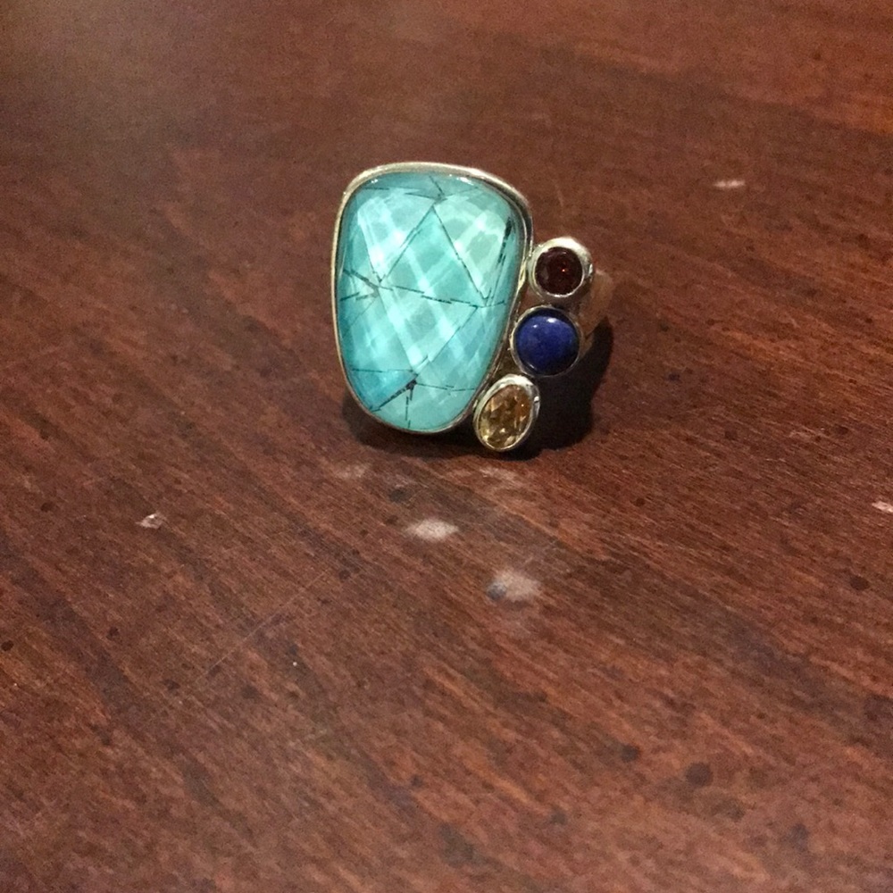 QVC Sterling Silver 925 Turquoise Triplet Multi Ring Size 9